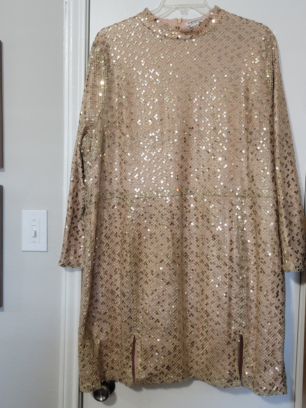 Glamorous Curve Champagne/ Gold Sequin Mock Neck Mini Dress Size 22W